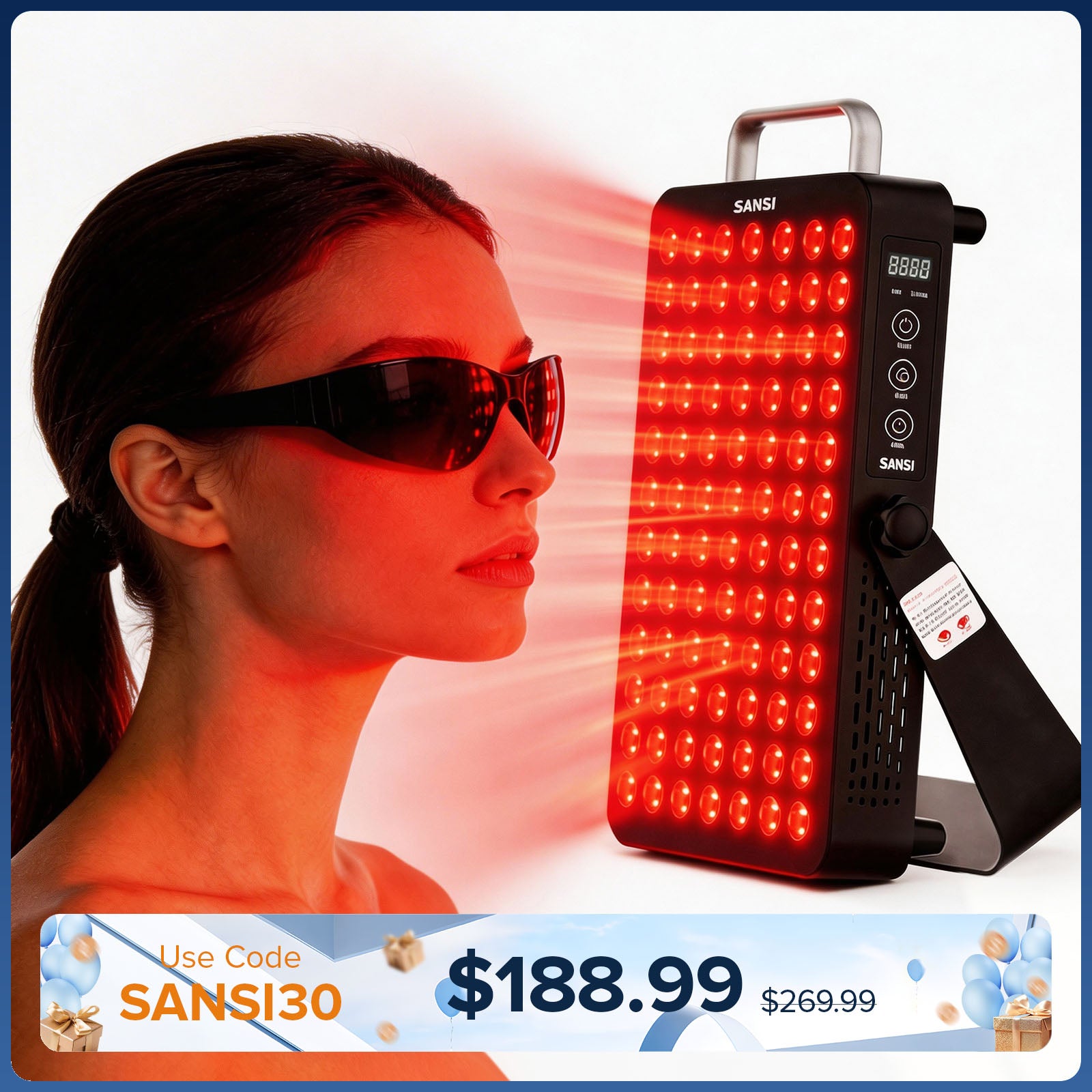SANSI 120W Panneau de thérapie par lumière rouge à double longueur d'onde (US/EU UNIQUEMENT)
