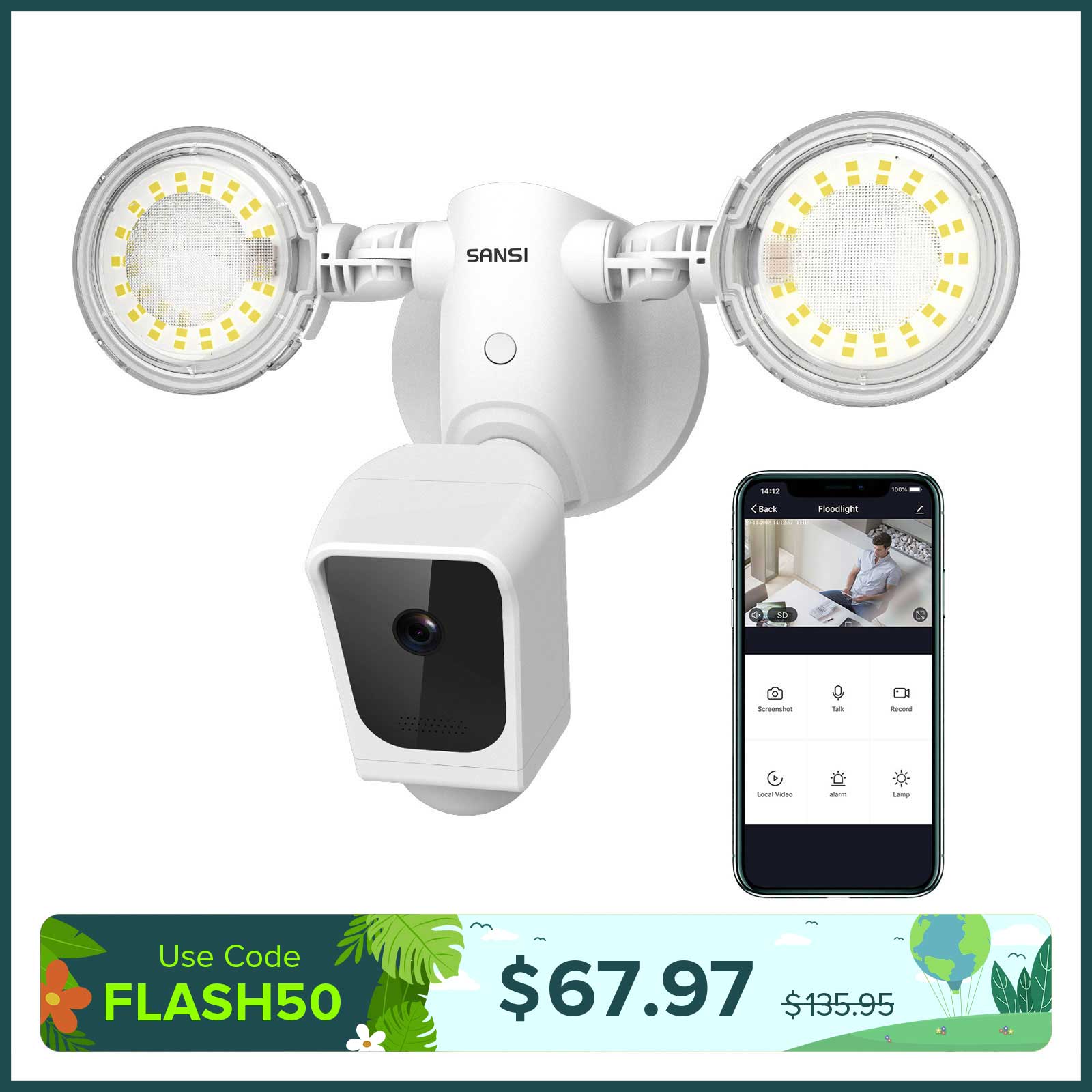 35 W intelligentes LED-Sicherheitslicht (mit Kamera und Bewegungssensor) (NUR USA)