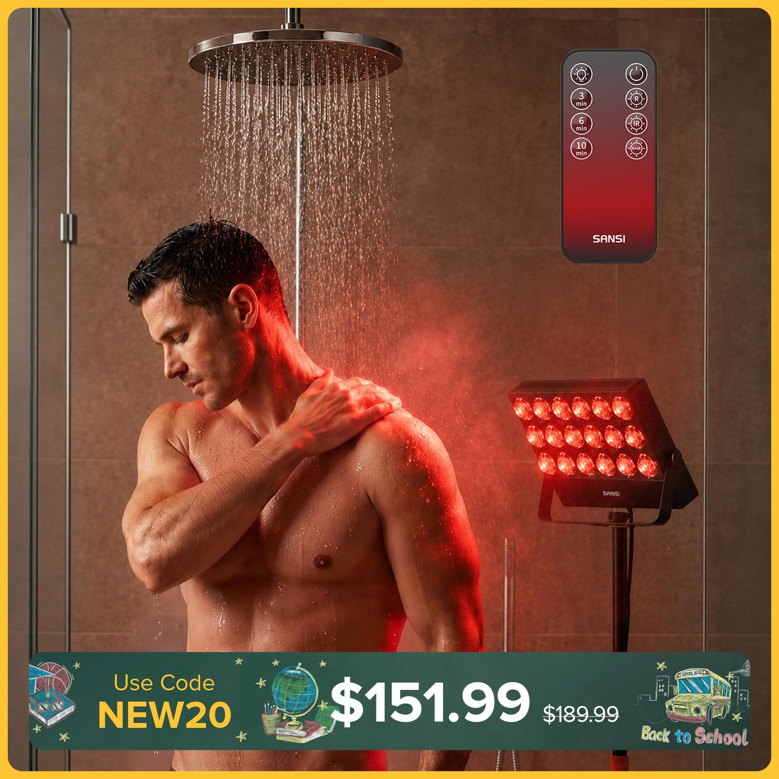 SANSI 80W Dual-Wavelength Red Light Therapy Panel with Adjustable Stand (US ONLY)