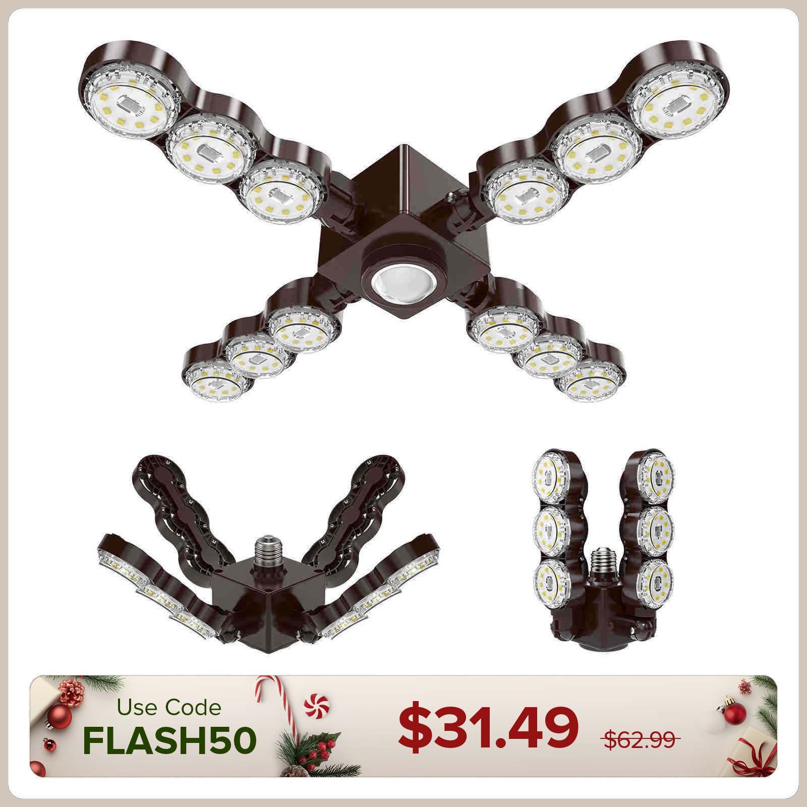 60 W LED-Garagenleuchte mit Infrarotsensor (faltbare Flügel) (NUR USA)