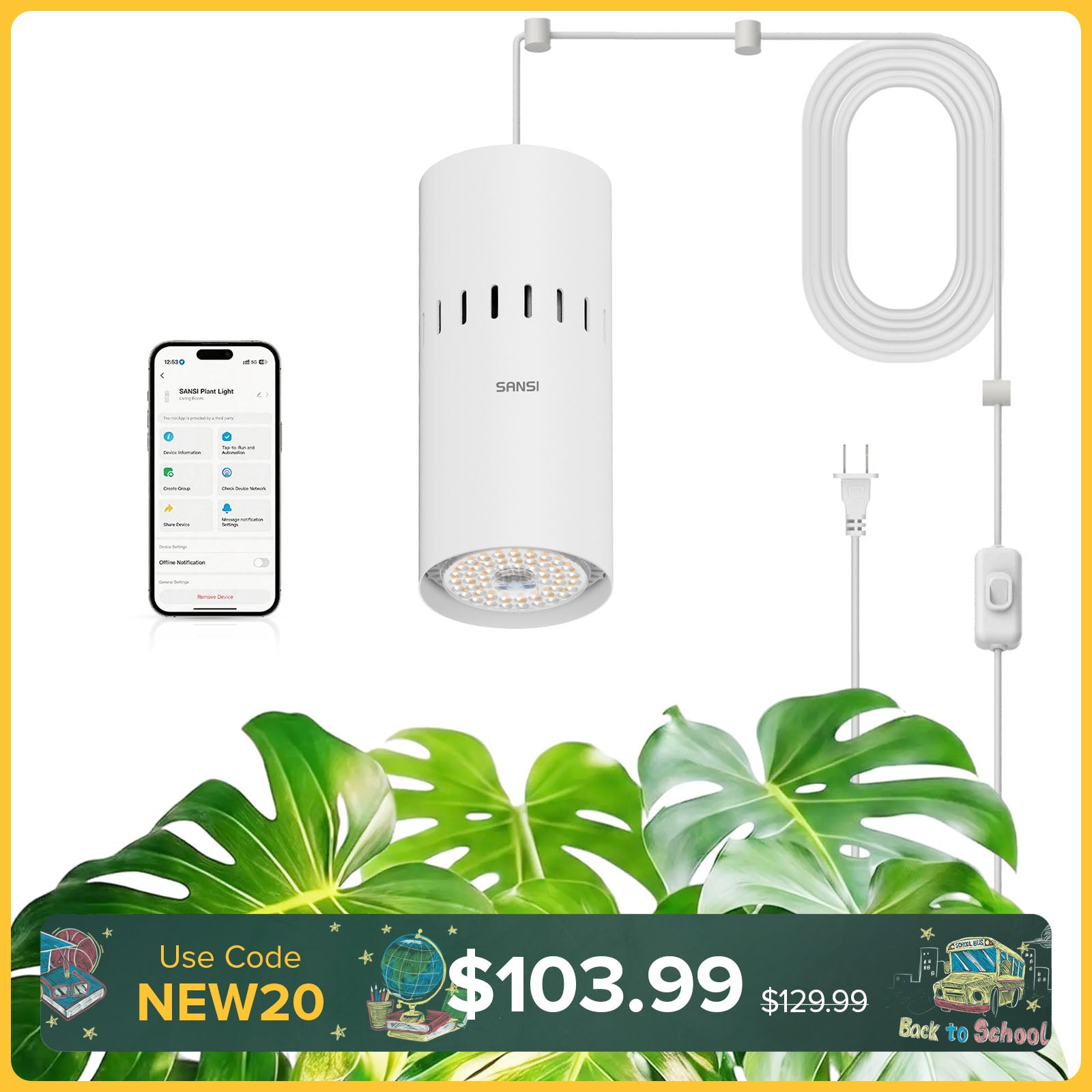 SANSI 40W Smart LED Hanging Grow Light (US ONLY)