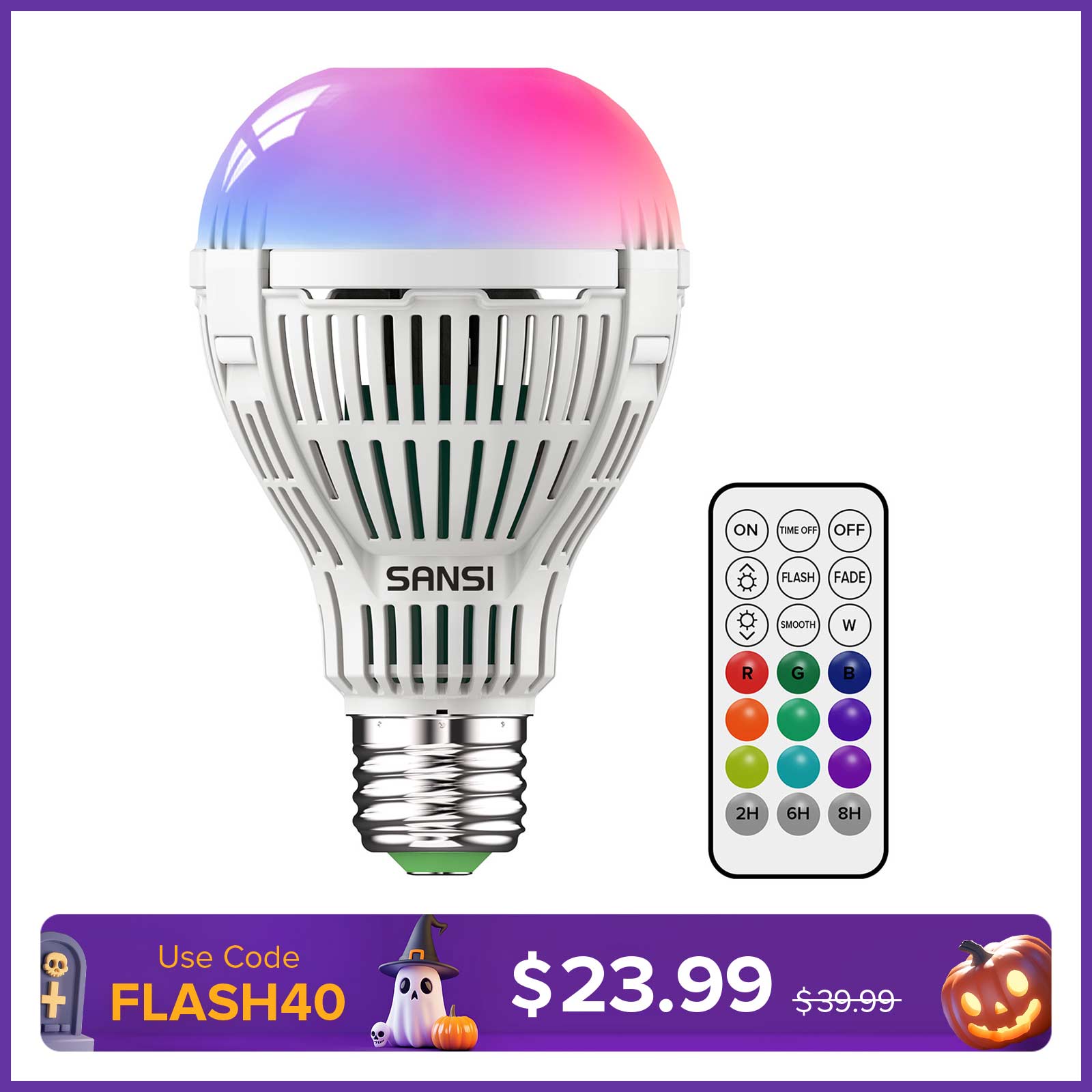 A21 18W RGB LED Light Bulb with Remote Control (US ONLY)
