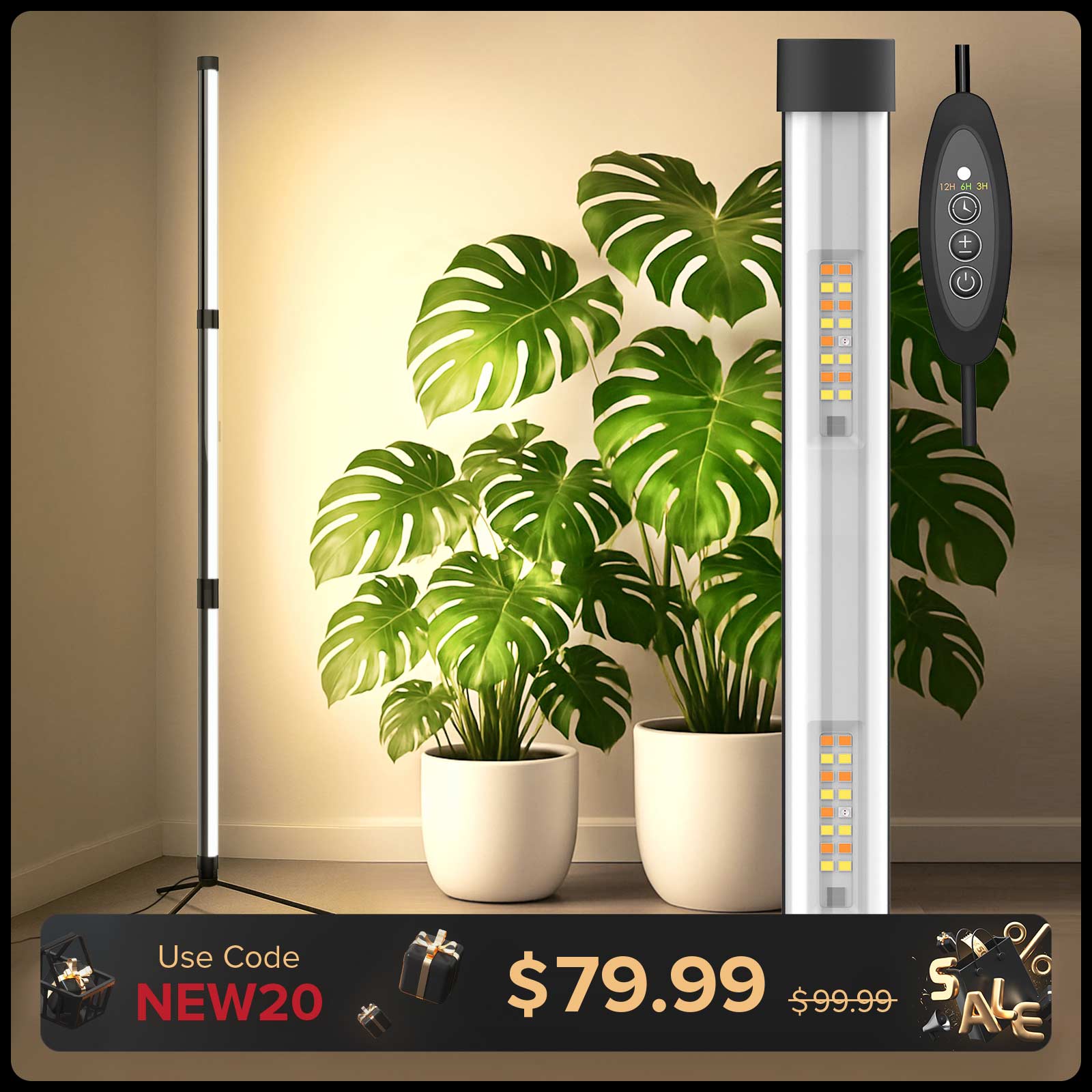 SANSI T10 80W LED Standing Grow Light