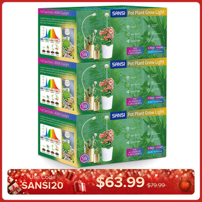 (Geschenkverpackung) 5-W-Topfclip-LED-Wachstumslicht (NUR USA)