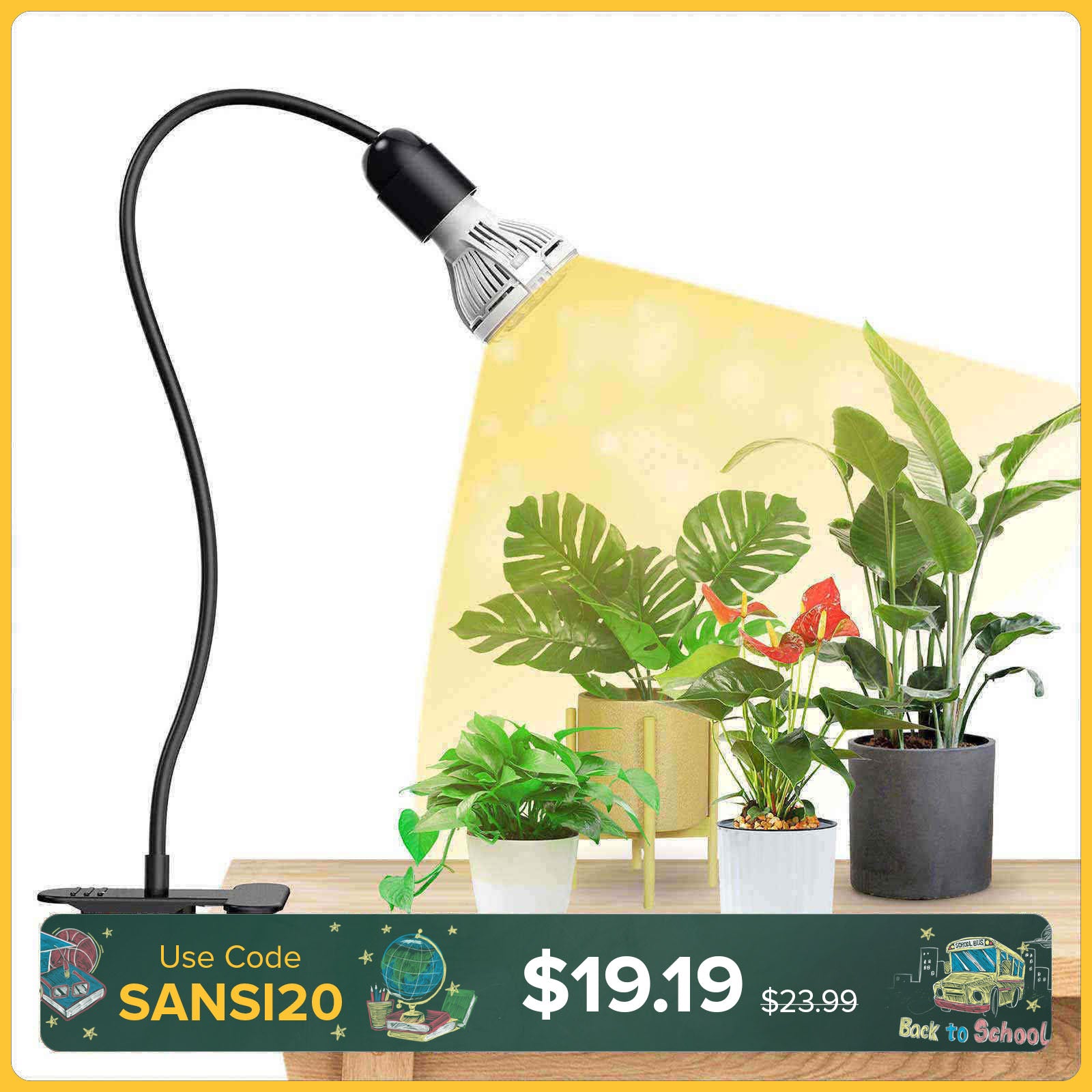 10W Adjustable 1-Head Clip-on LED Grow Light (US/CA ONLY)