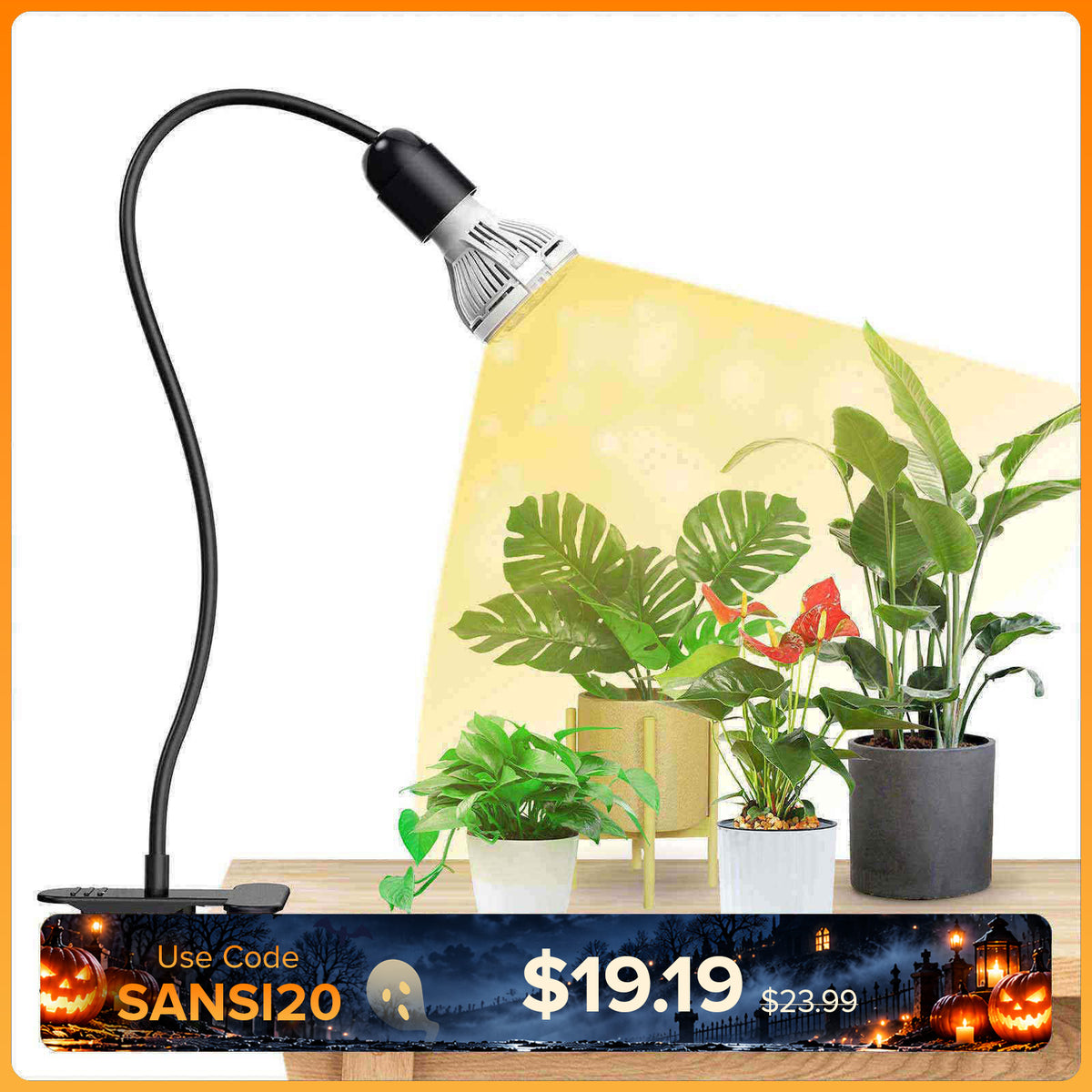 10 W verstellbares 1-Kopf-LED-Pflanzenlicht zum Anklemmen (NUR USA/Kanada) 