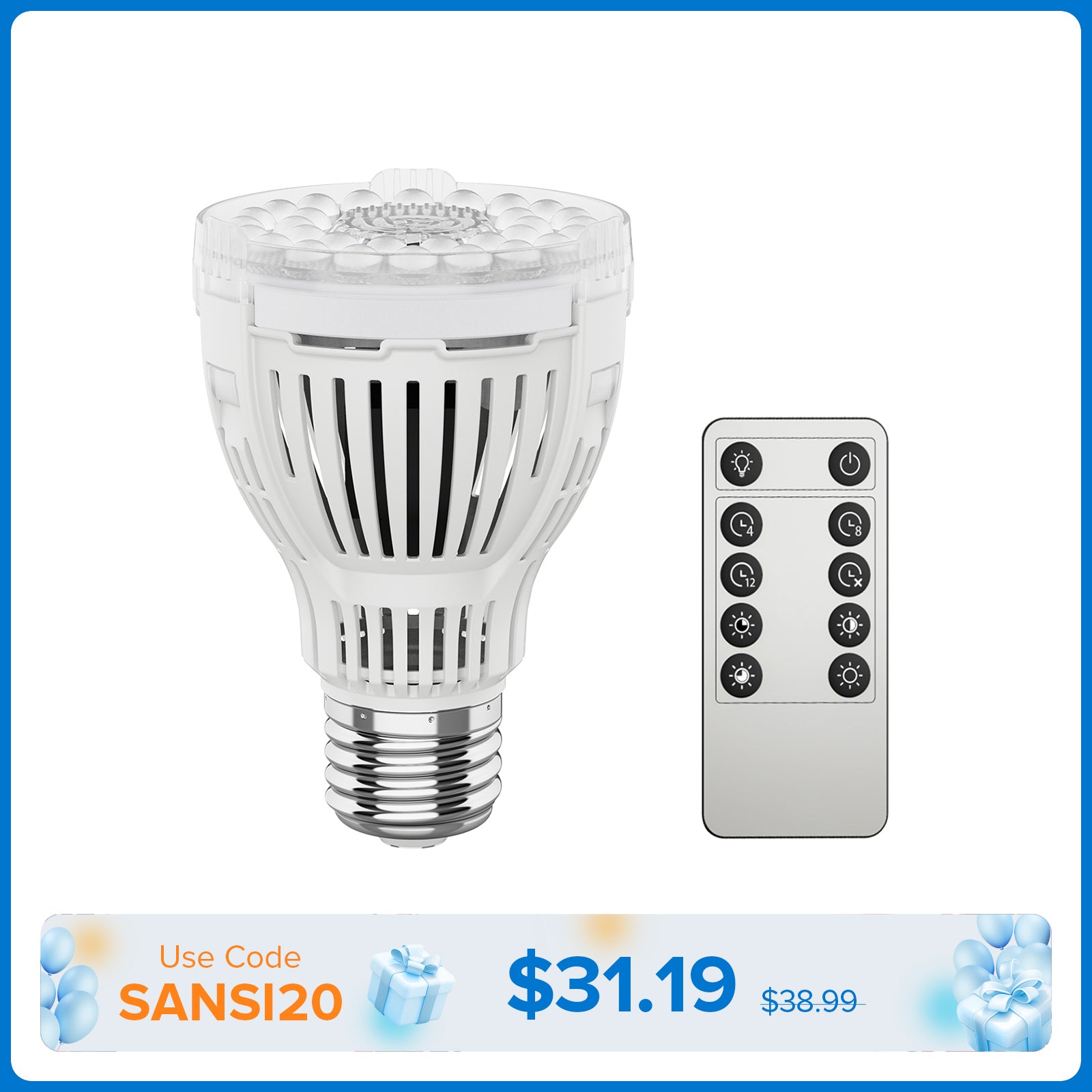 SANSI A19 10W LED Grow Light Bulb With Remote Control (EU/UK ONLY)