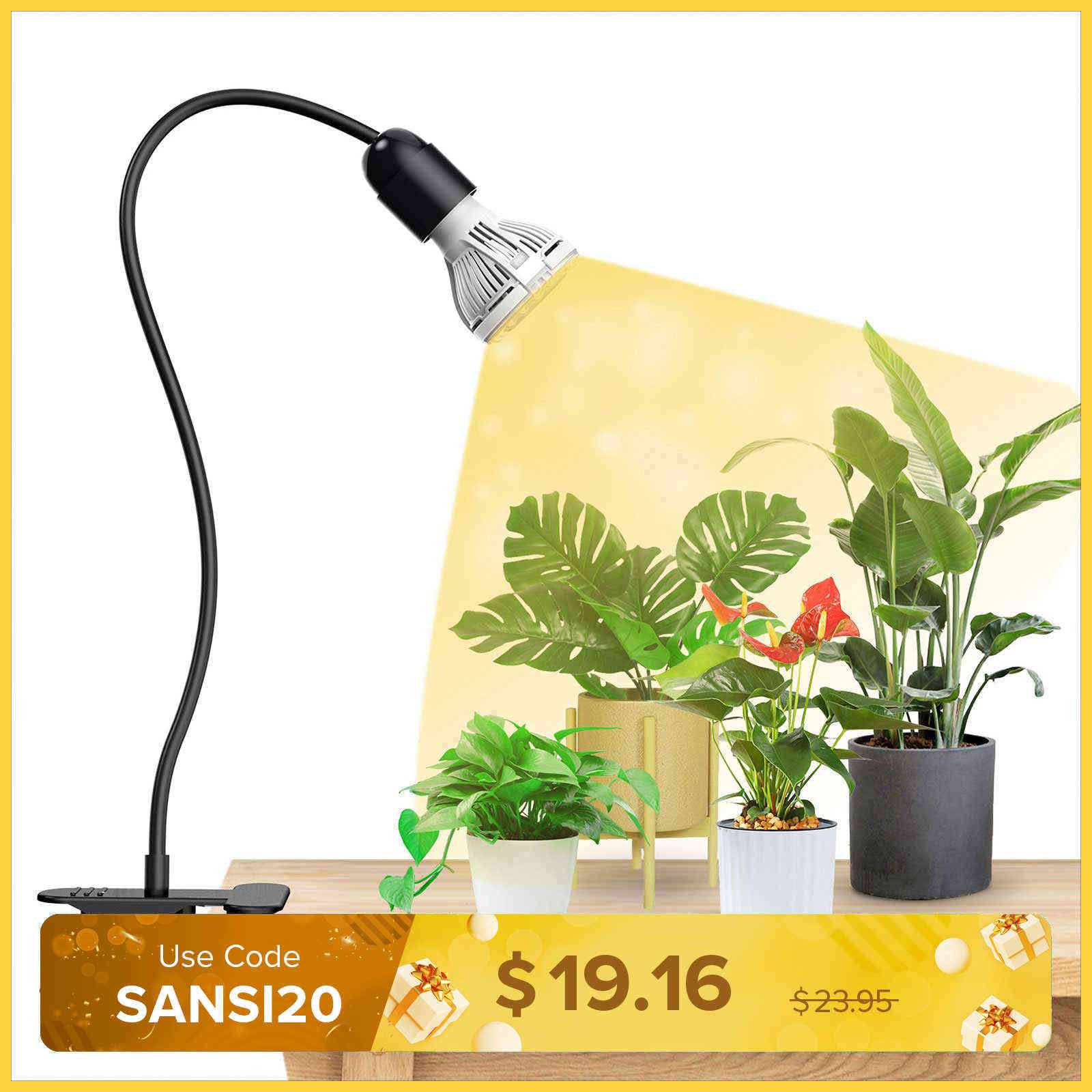10W Adjustable 1-Head Clip-on LED Grow Light with Timer/ No Timer (US/CA ONLY)