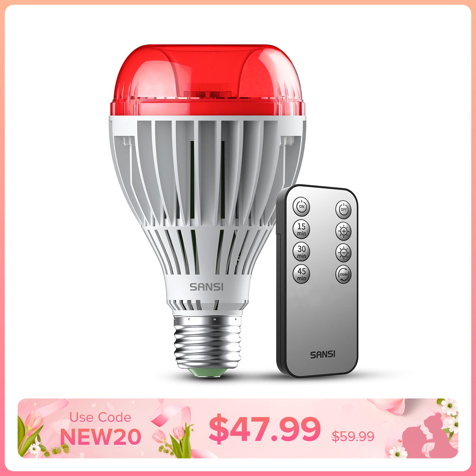 SANSI A21 25W 670nm Red Light Bulb for Sleep Therapy (US/CA ONLY)