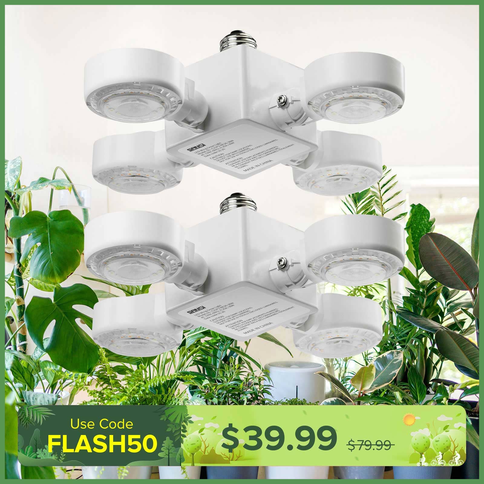 30W LED Grow Light (Folding Wings) (2-Pack Bundle)