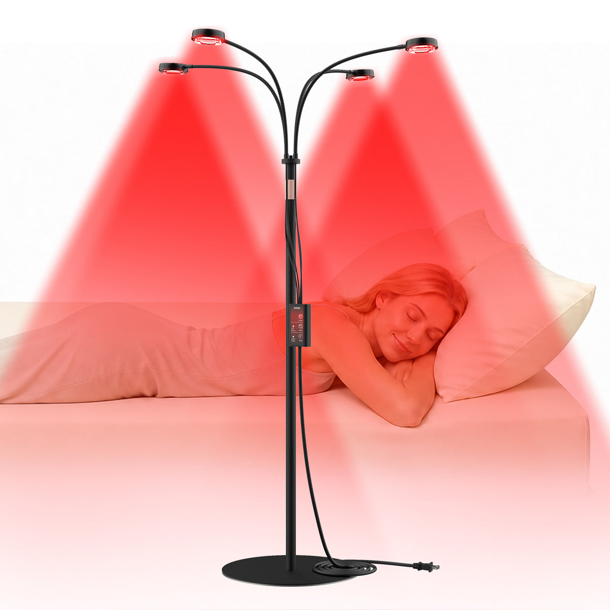 SANSI 50W 4-Head Red Therapy Light for Body Face with Adjustable Stand (US ONLY)