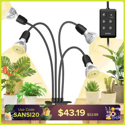 40W Adjustable 4-Head Clip-on LED Grow Light with Timer