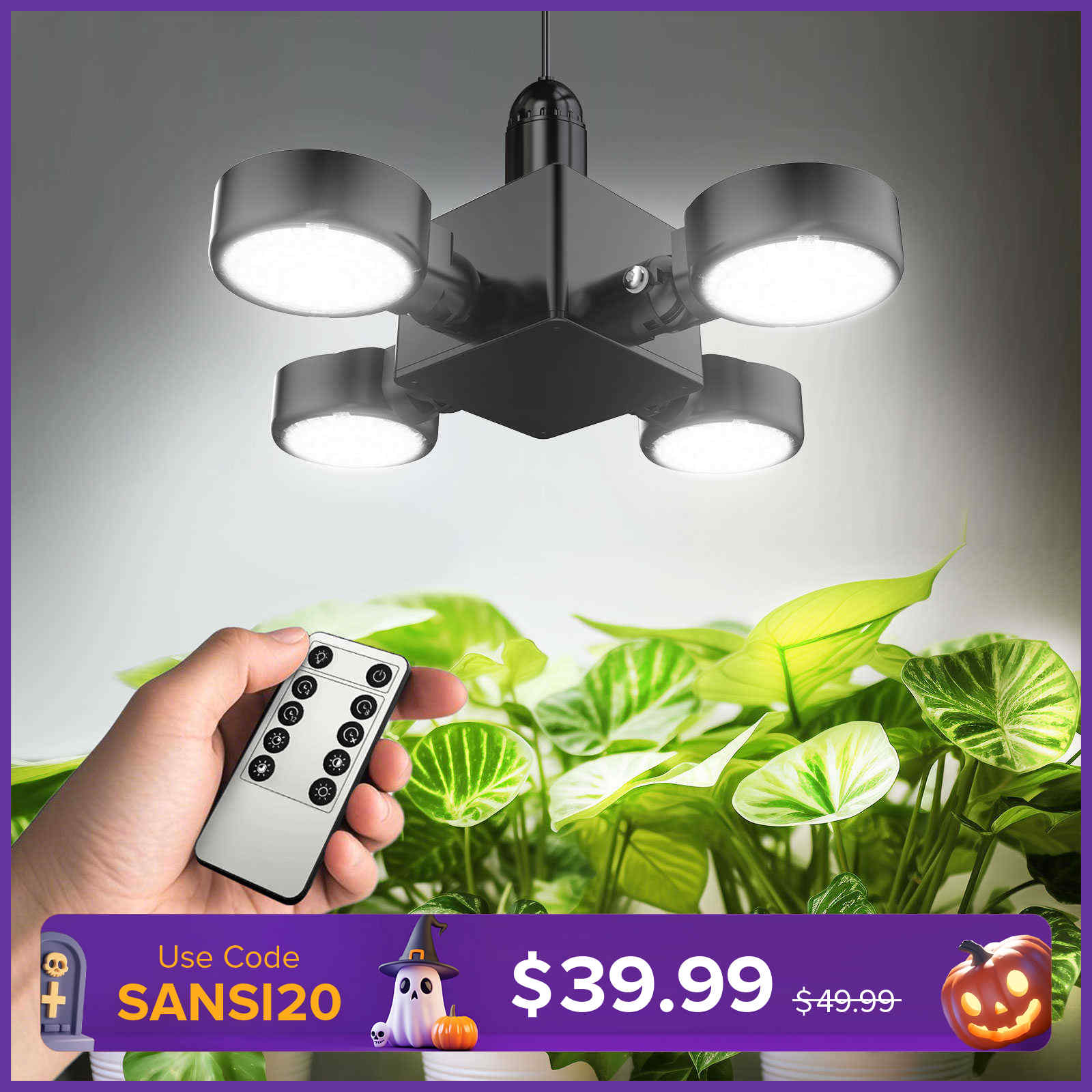SANSI 40W Folding Wings LED Grow Light with Remote Control