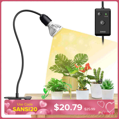 Lampada LED da coltivazione con clip, regolabile, a 1 testa, da 10 W, con timer (SOLO USA/CA) 