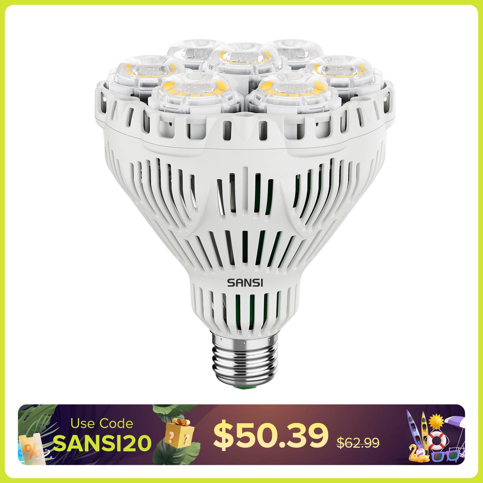 SANSI BR30 40W LED Grow Light Bulb (EU/UK ONLY)