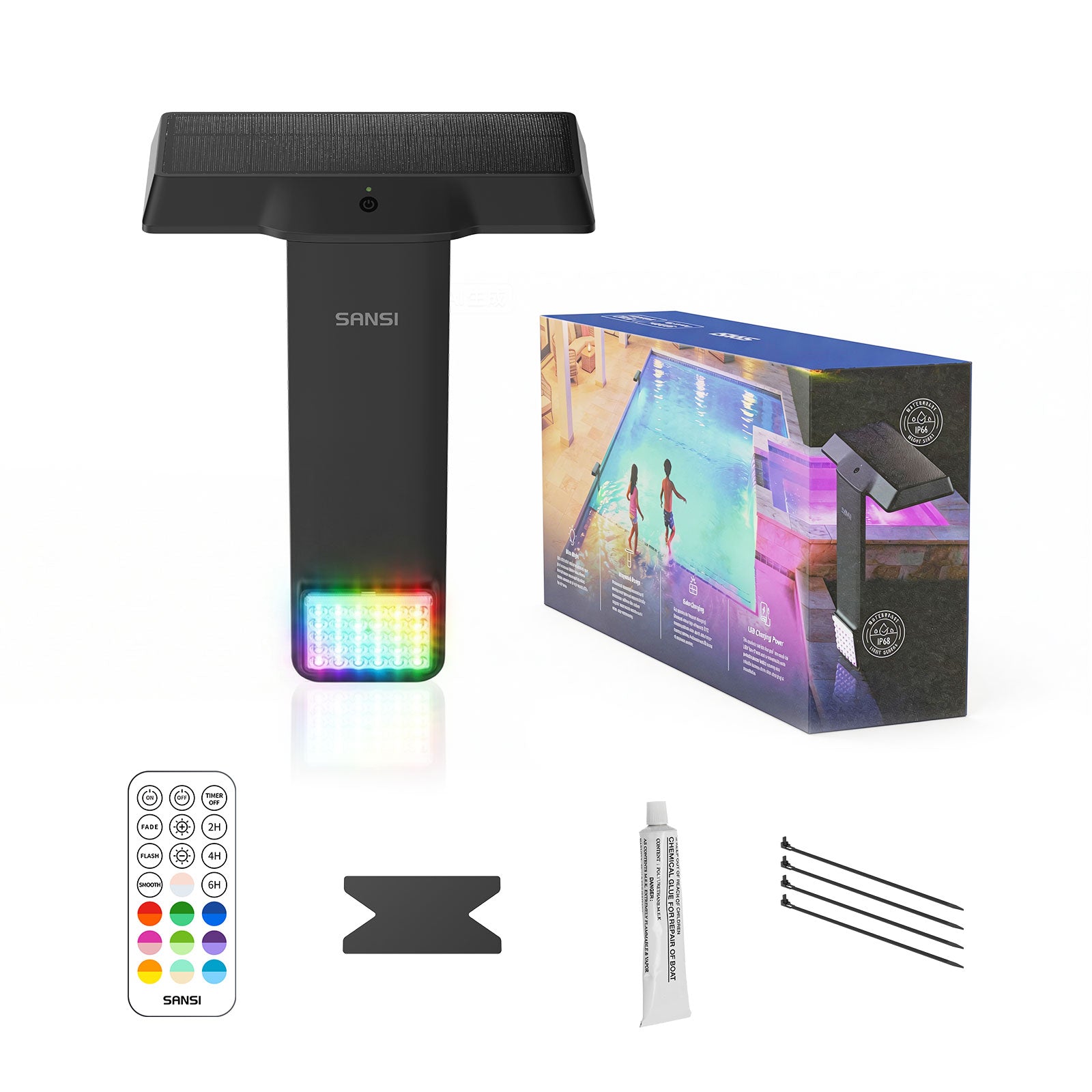 Solar RGB Pool Light with Remote Control