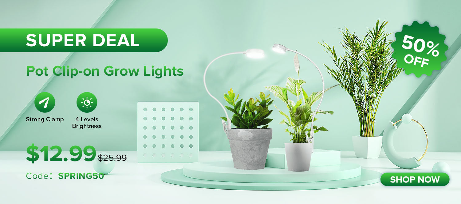 Super Deal,Pot Clip-on Grow Lights With 50% off.