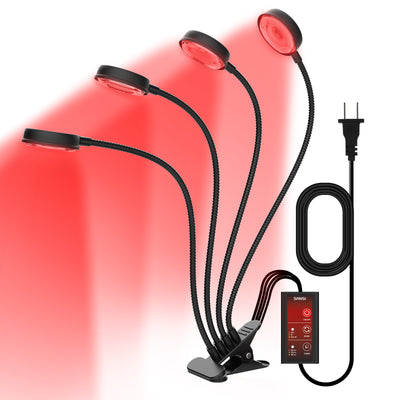 SANSI 50W Adjustable 4-Head Clip-on Red Therapy Light for Body Face (US ONLY)