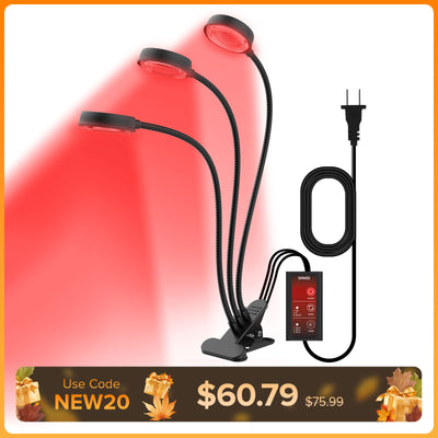 SANSI 40W Adjustable 3-Head Clip-on Red Therapy Light for Body Face (US ONLY)