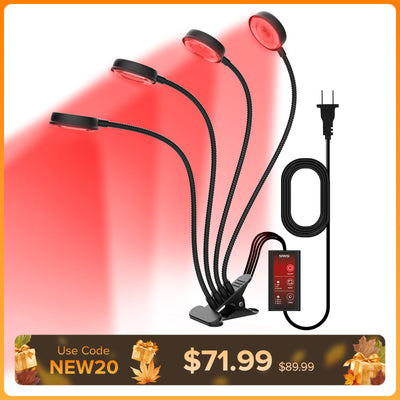 SANSI 50W Adjustable 4-Head Clip-on Red Therapy Light for Body Face (US ONLY)