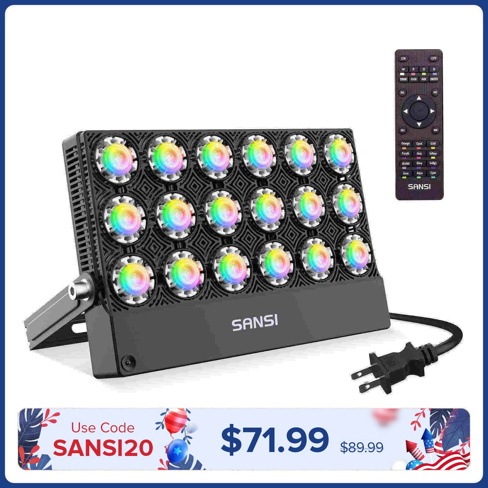 100W RGB LED Flood Light (US ONLY)