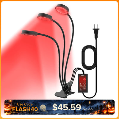 SANSI 40W Adjustable 3-Head Clip-on Red Therapy Light for Body Face (US ONLY)