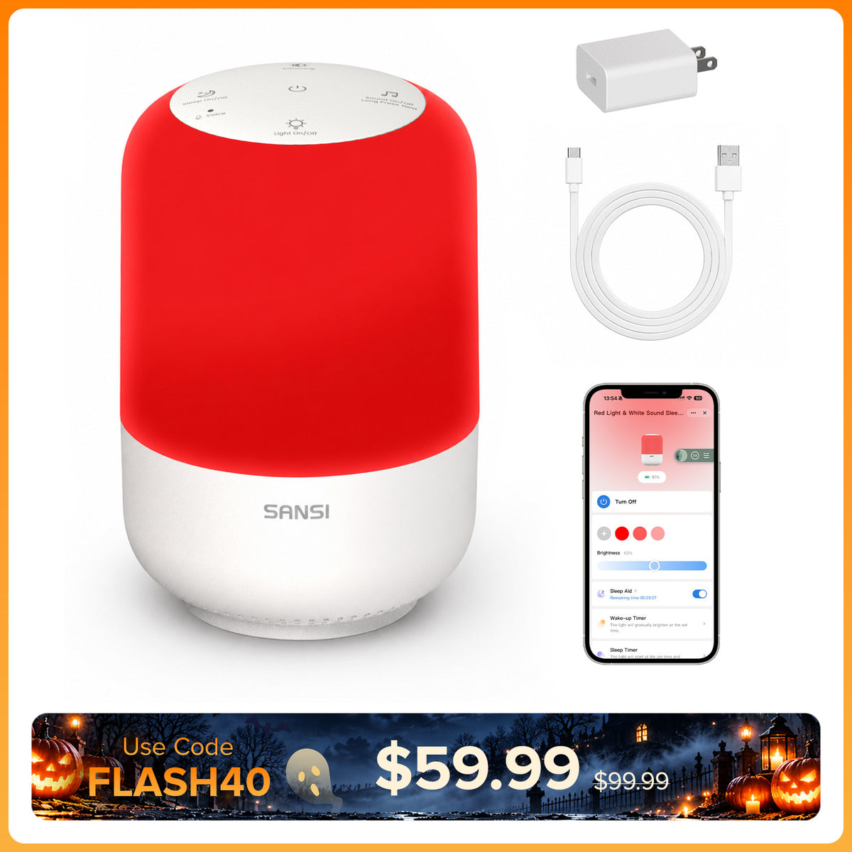 SANSI Smart Red Light Therapy Sleep Sound Mechine (US ONLY)