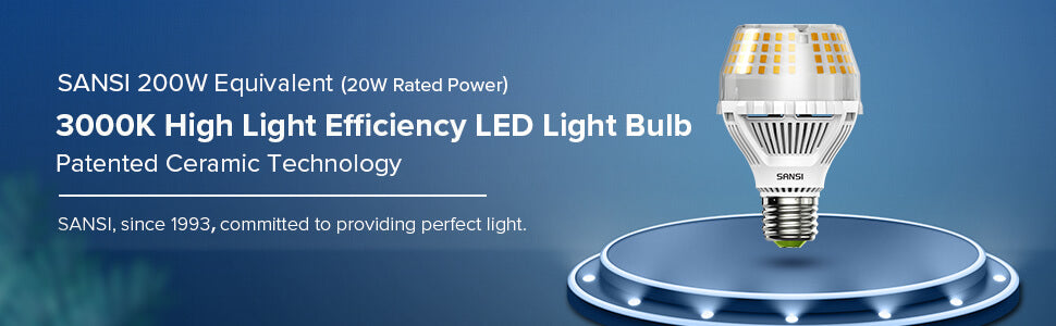 A19 20W led light bulb, 200W equivalent, 3000k high light efficiency led light bulb