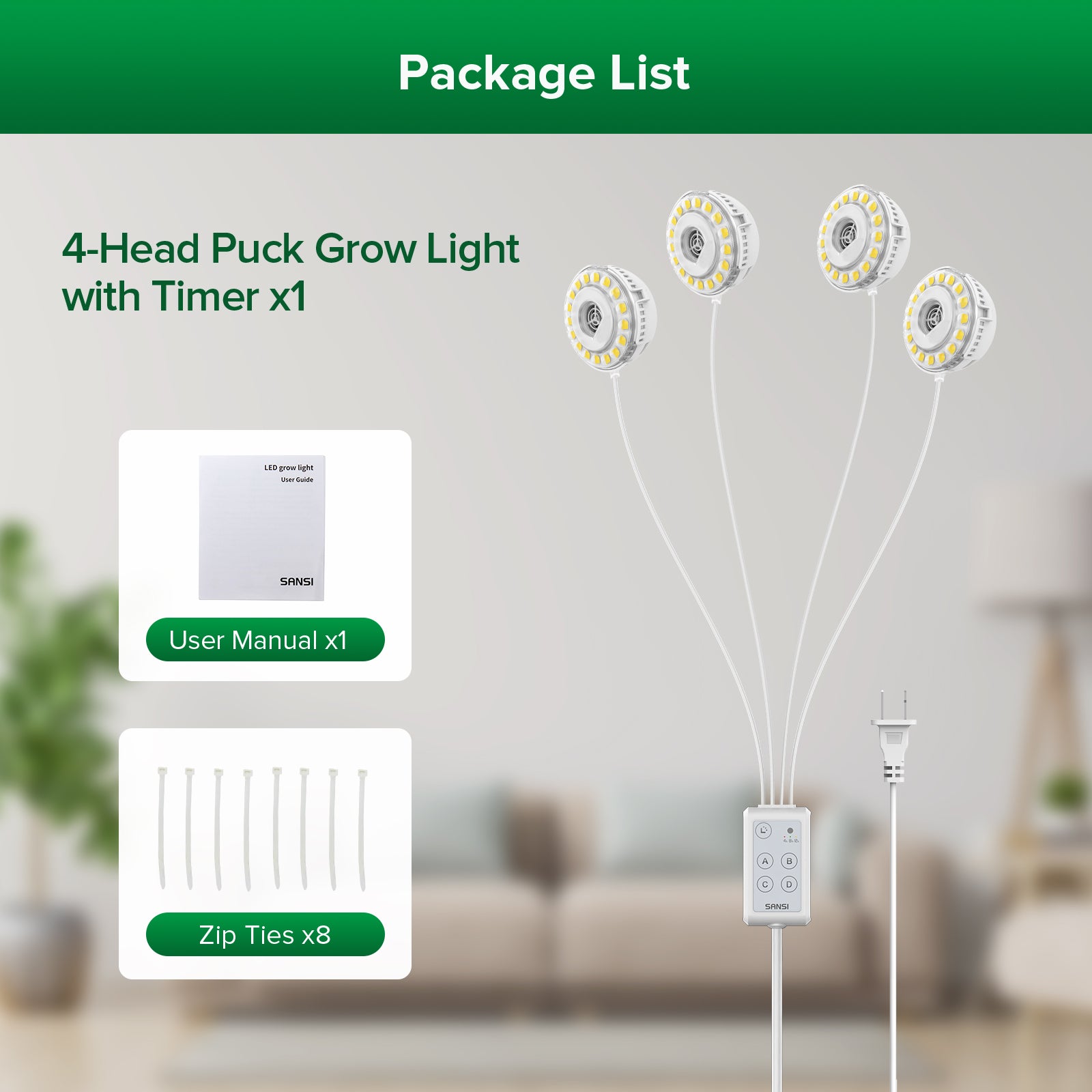 SANSI 20W Puck LED Grow Light with Timer(US/CA ONLY)