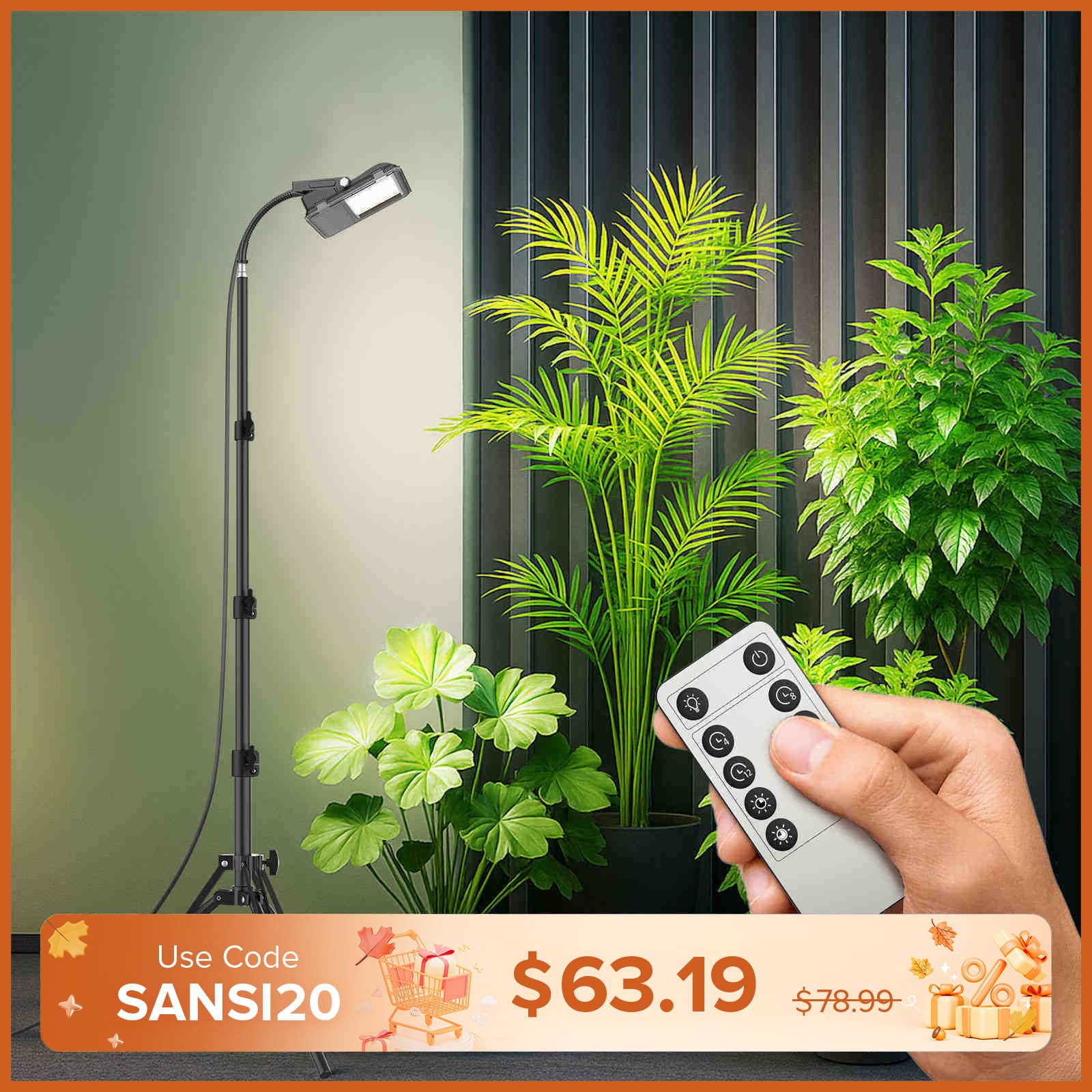 SANSI 45W LED Grow Light With Tripod Stand(EU/UK ONLY)