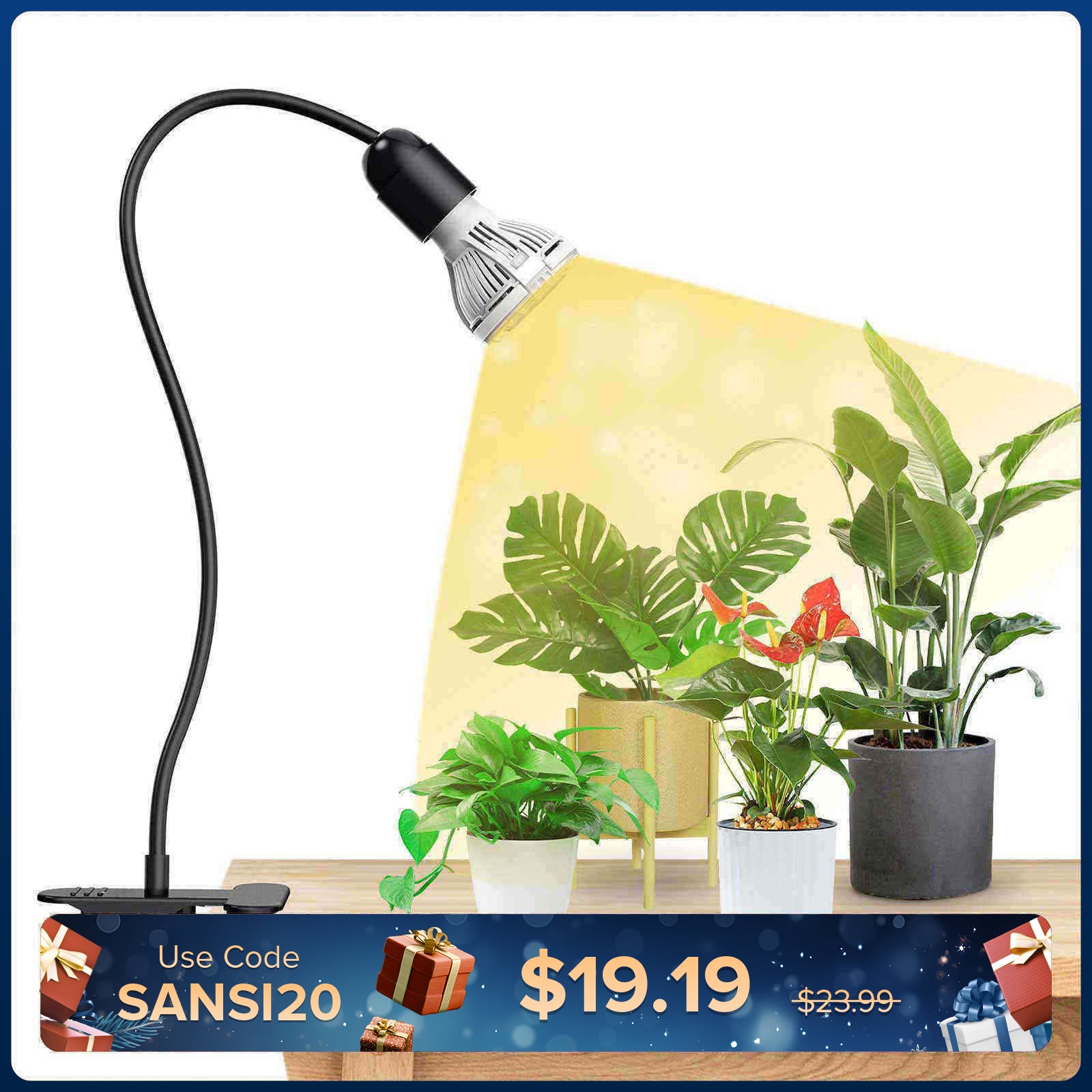 10 W verstellbares 1-Kopf-LED-Pflanzenlicht zum Anklemmen (NUR USA/Kanada) 