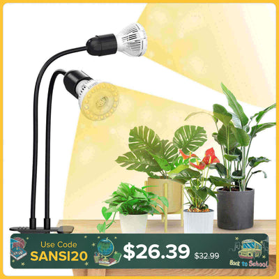 20W Adjustable 2-Head Clip-on LED Grow Light