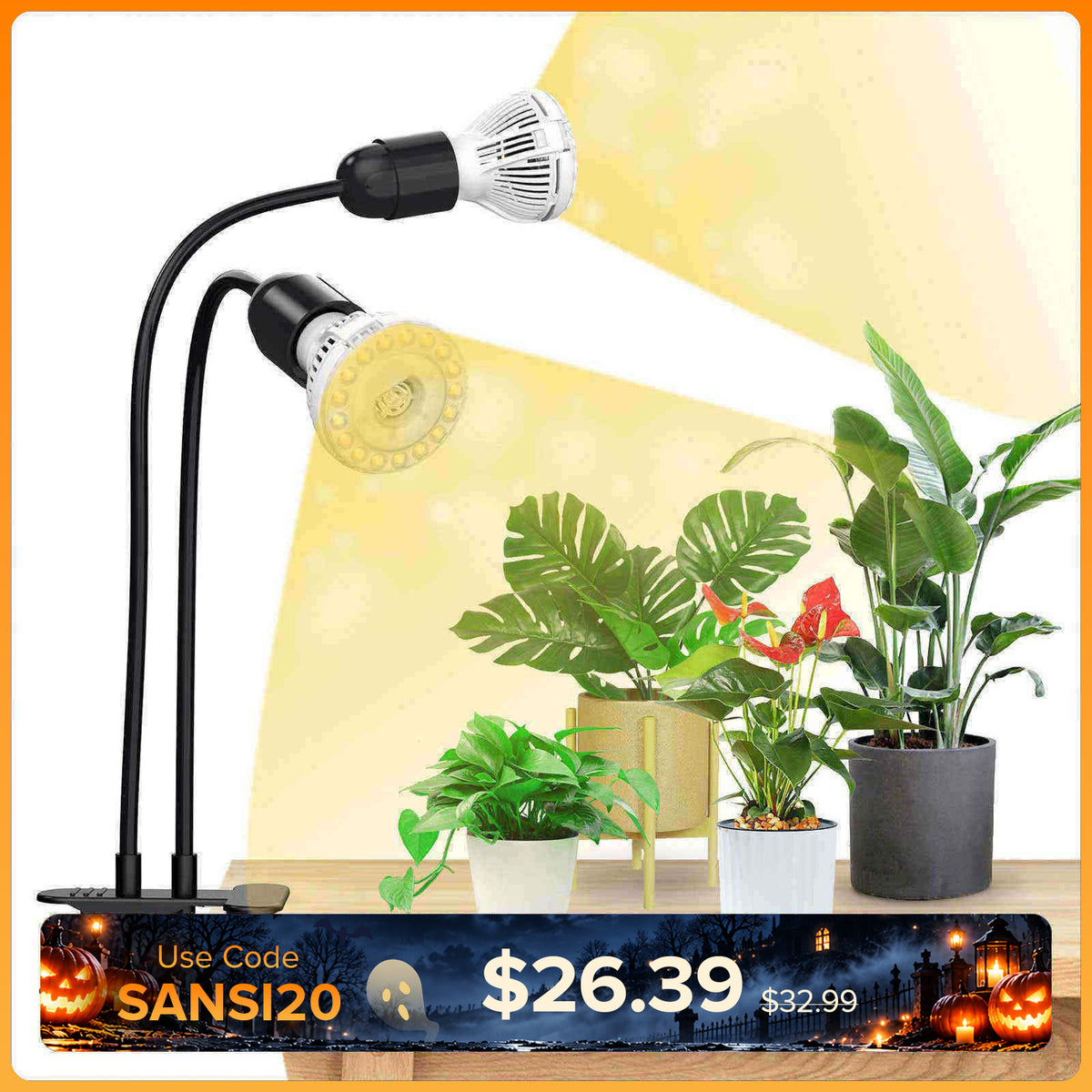 20 W verstellbares 2-Kopf-Clip-on-LED-Wachstumslicht 