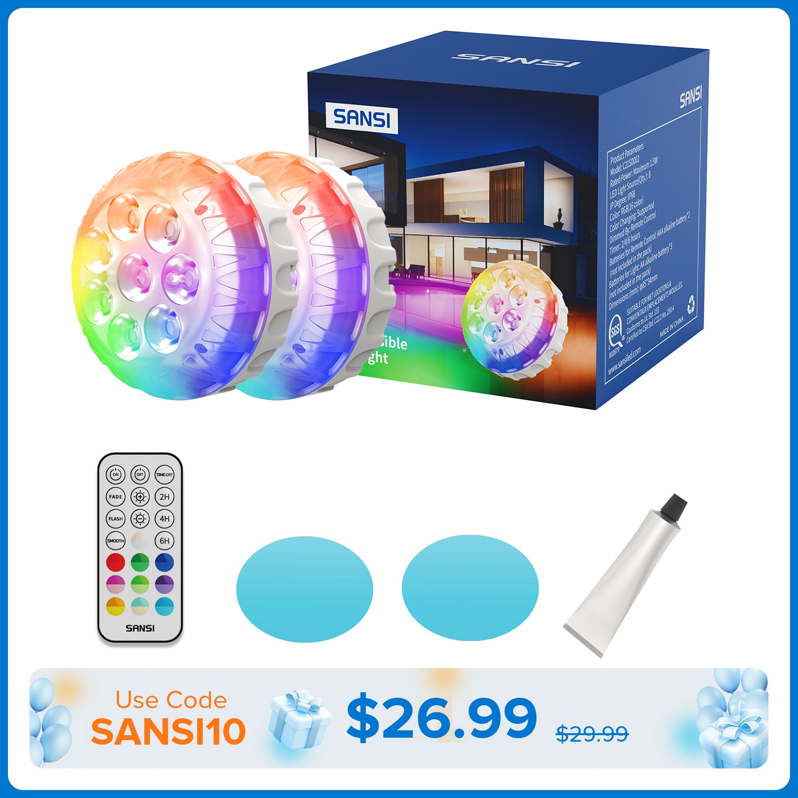 SANSI Upgraded RGB Pool Light