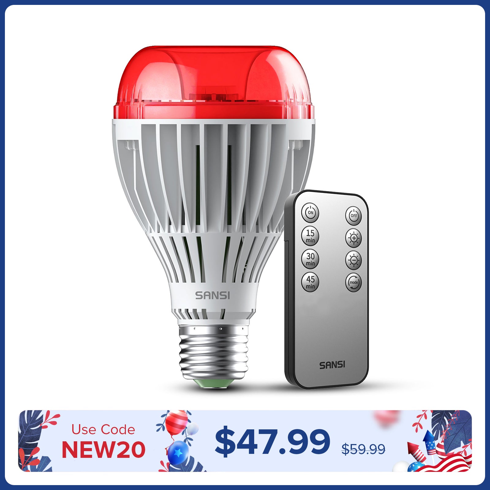 SANSI A21 25W 670nm Red Light Bulb for Sleep Therapy (US/CA ONLY)