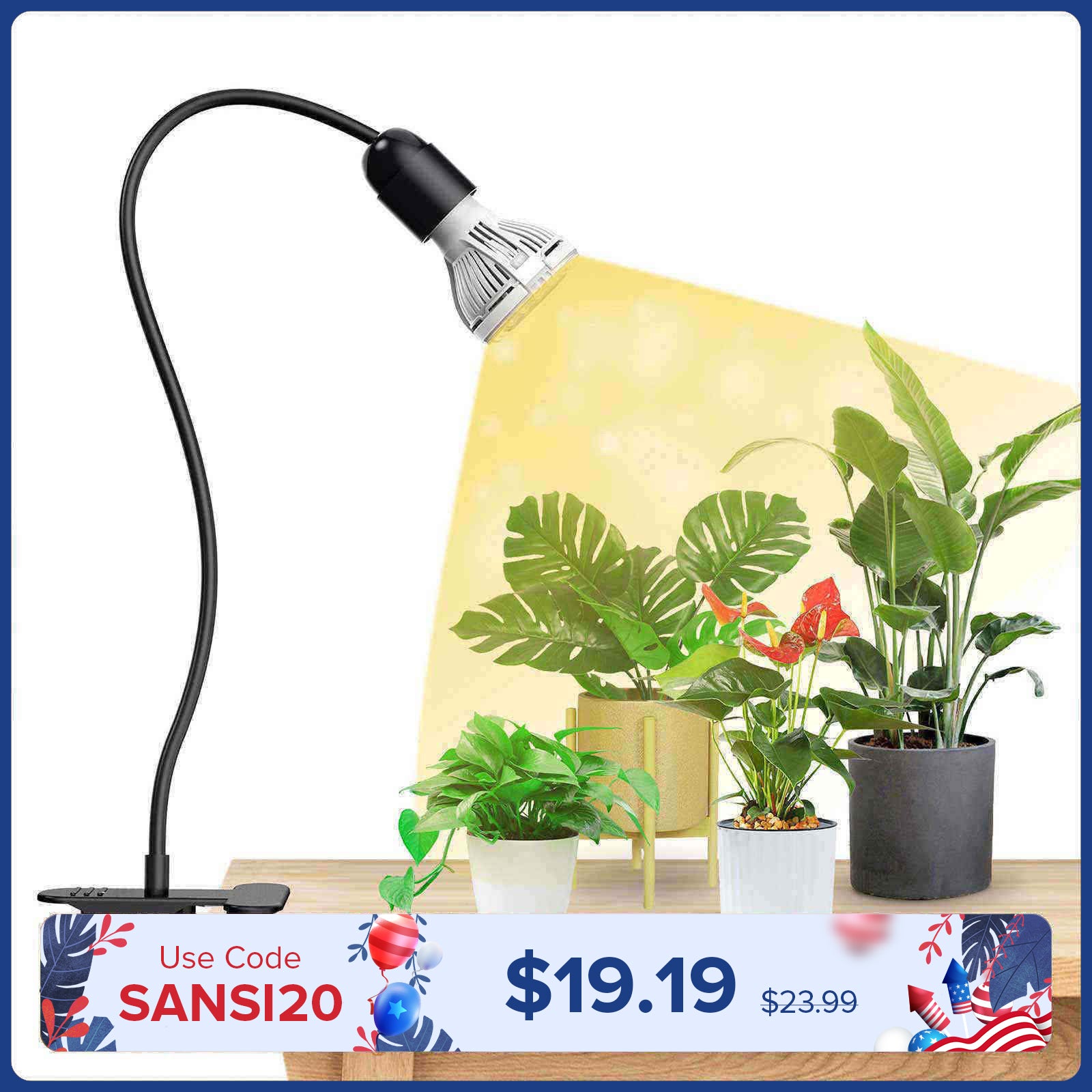 10W Adjustable 1-Head Clip-on LED Grow Light (US/CA ONLY)