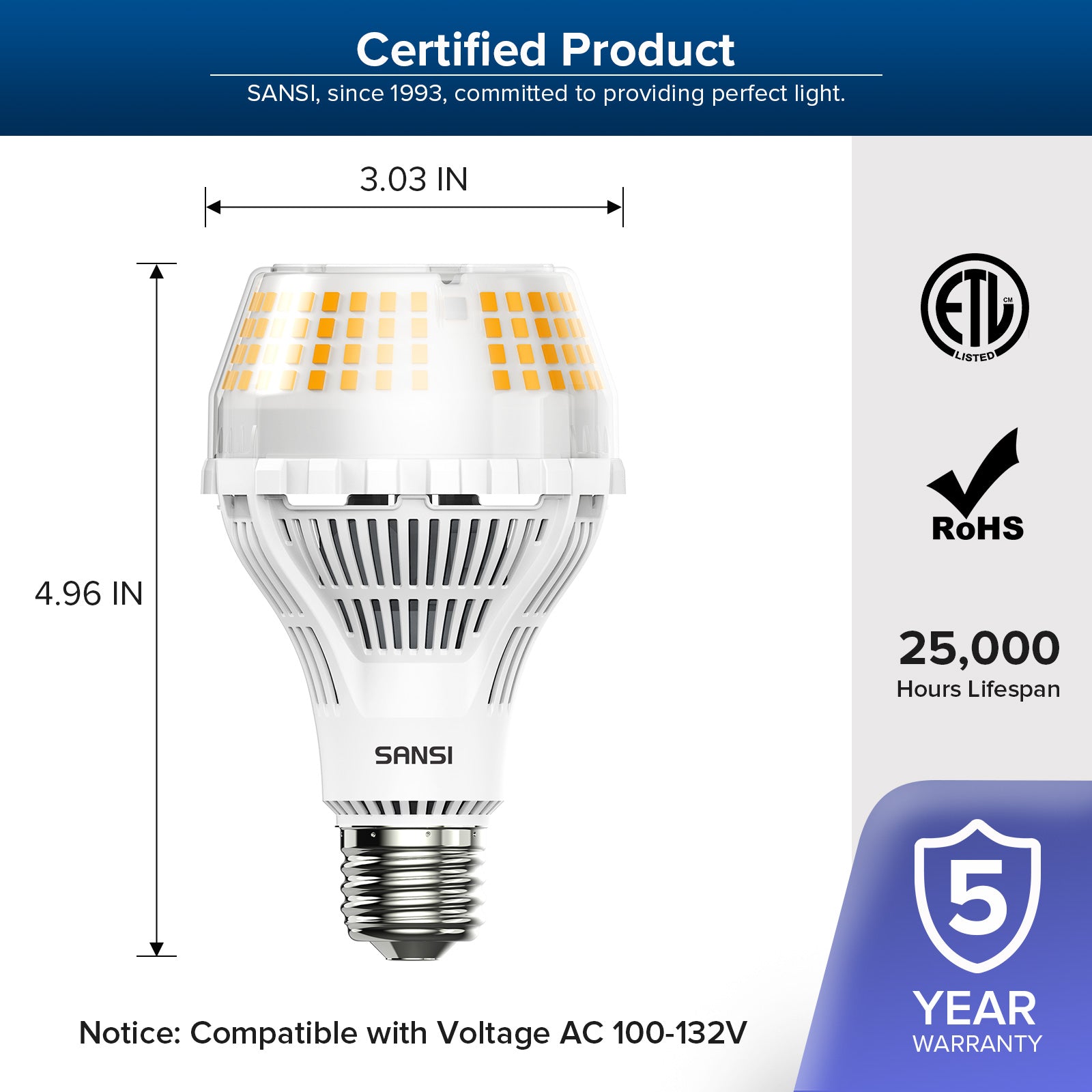 Upgraded A21 22W LED 3000K/5000K Light Bulb(US ONLY)