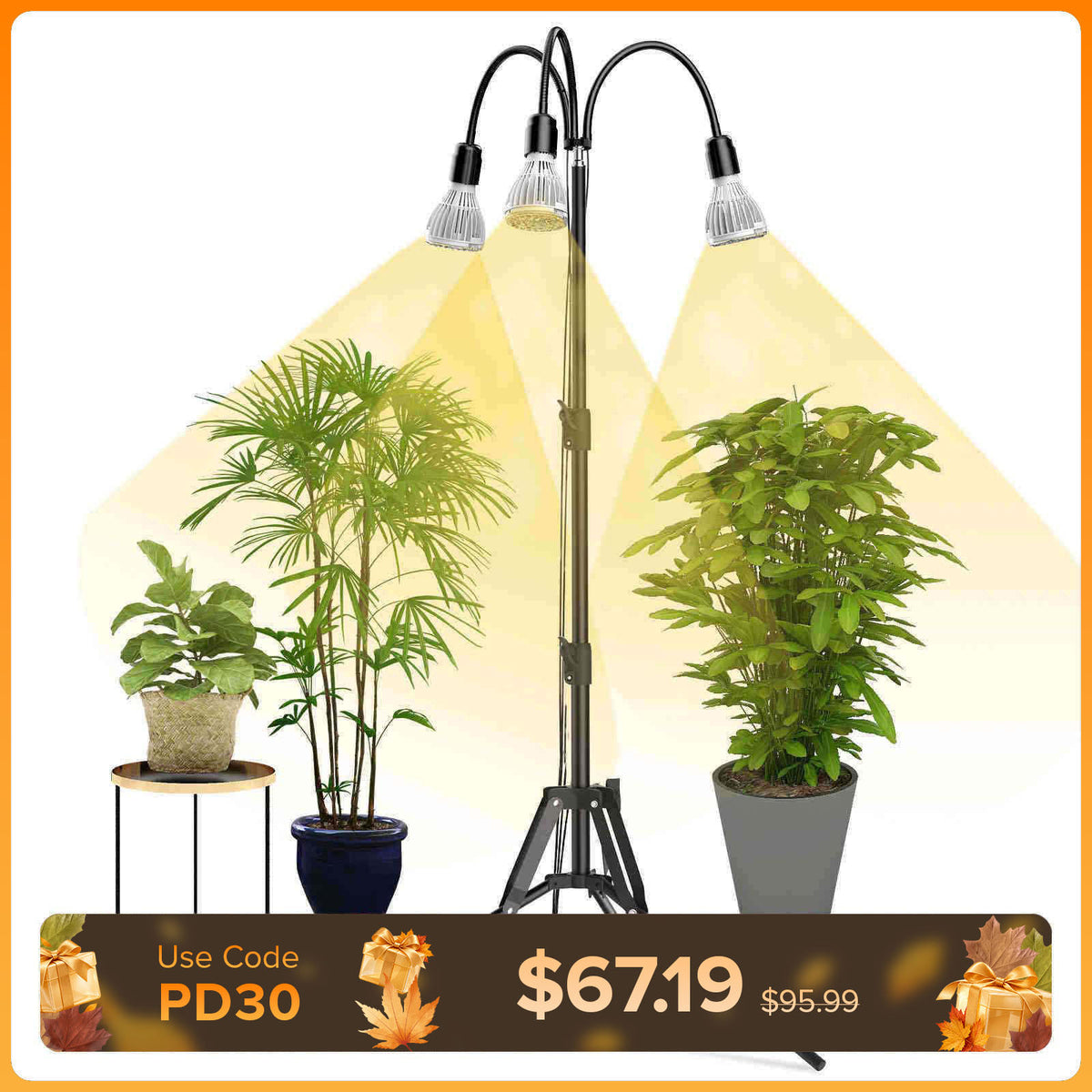 96 W/128 W Pflanzenlampe mit verstellbarem Stativständer (NUR USA)