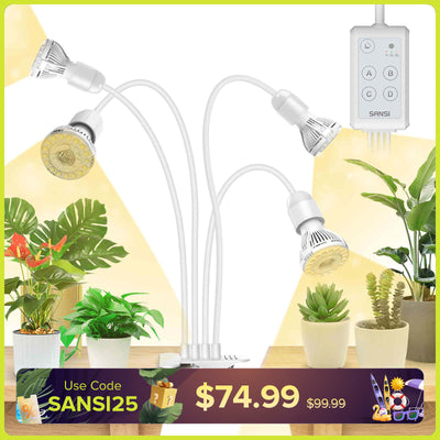 30 W verstellbare 3-Kopf-Clip-on-LED-Wachstumslampe mit Timer/ohne Timer