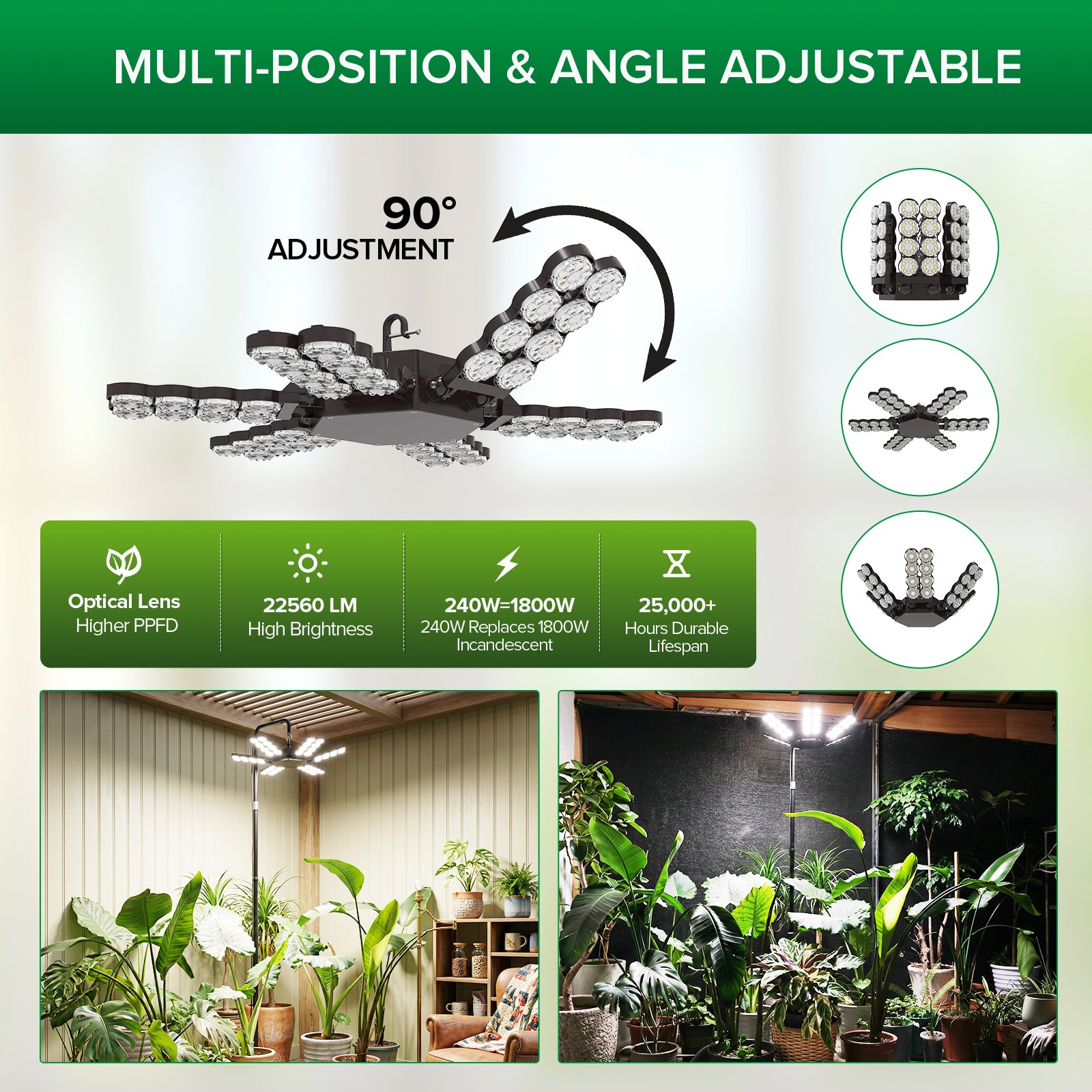 SANSI 240W Folding Wings LED Standing Grow Light with Remote Control (US ONLY)