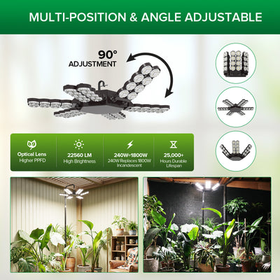 SANSI 240W Folding Wings LED Standing Grow Light with Remote Control (US ONLY)