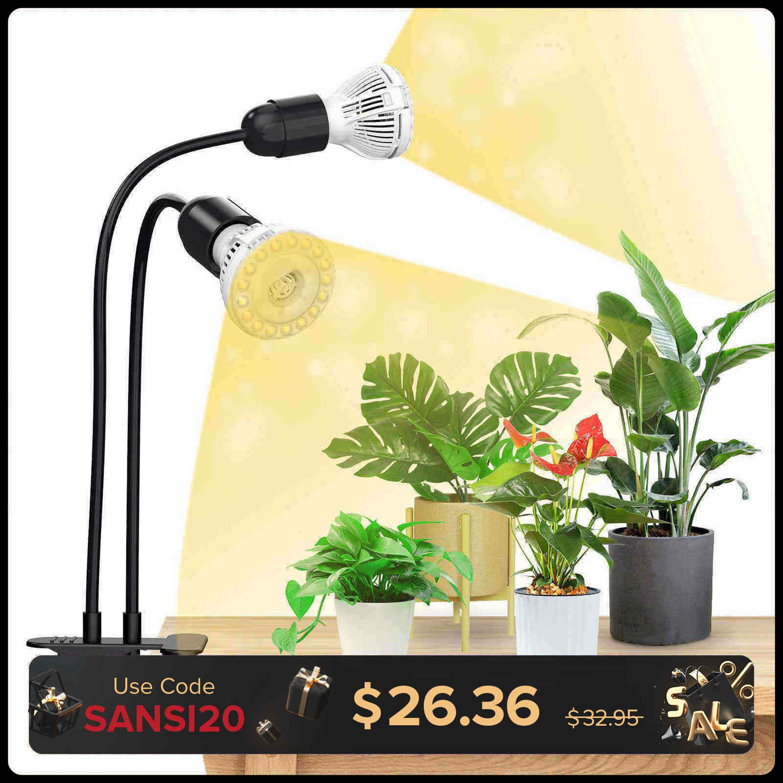 SANSI 20W Full Spectrum LED Grow Light natural light for Indoor Plants