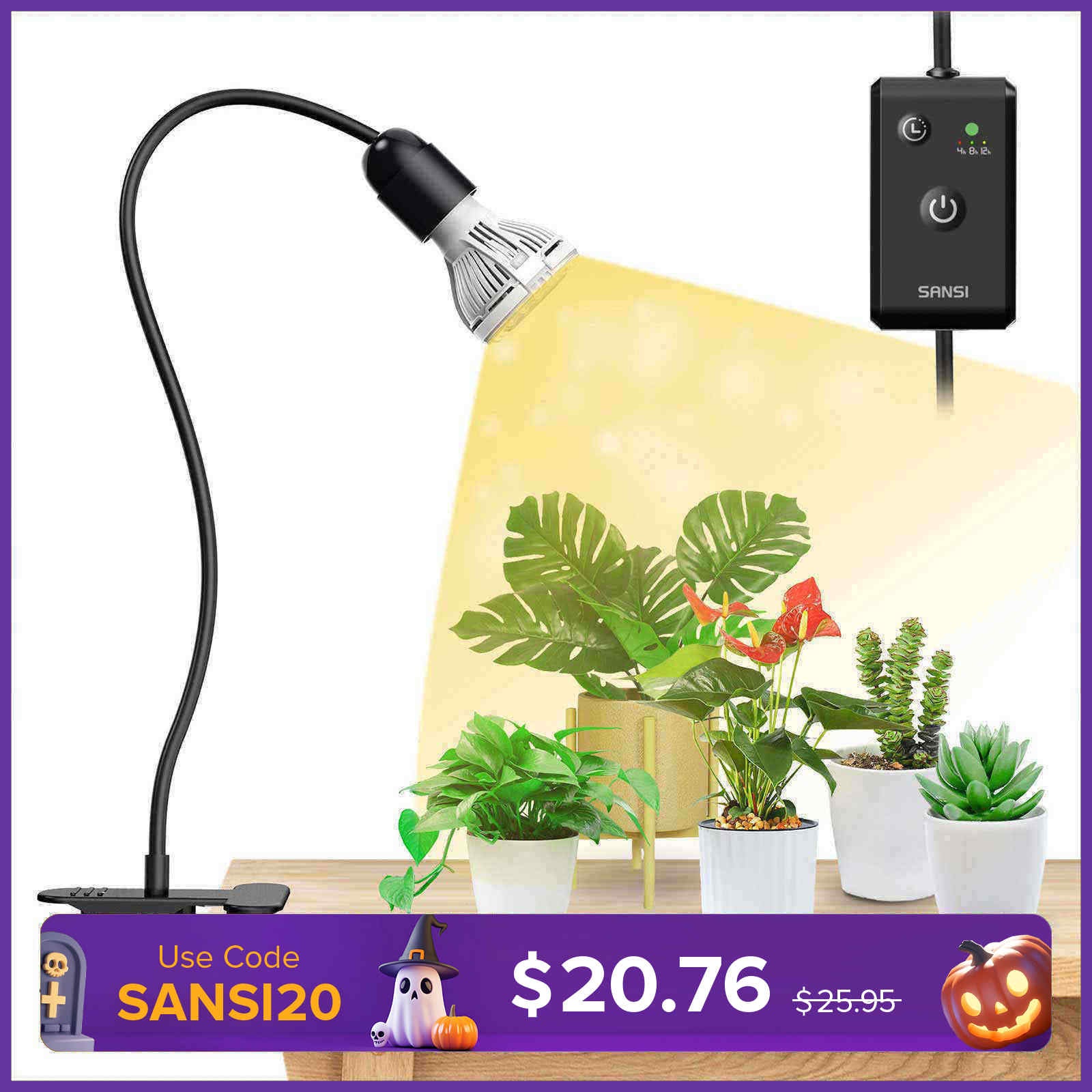10 W verstellbares 1-Kopf-LED-Pflanzenlicht zum Anklemmen mit Timer/ohne Timer (NUR USA/Kanada) 