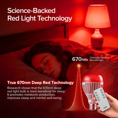 SANSI A21 25W 670nm Red Light Bulb for Sleep Therapy (US/CA ONLY)