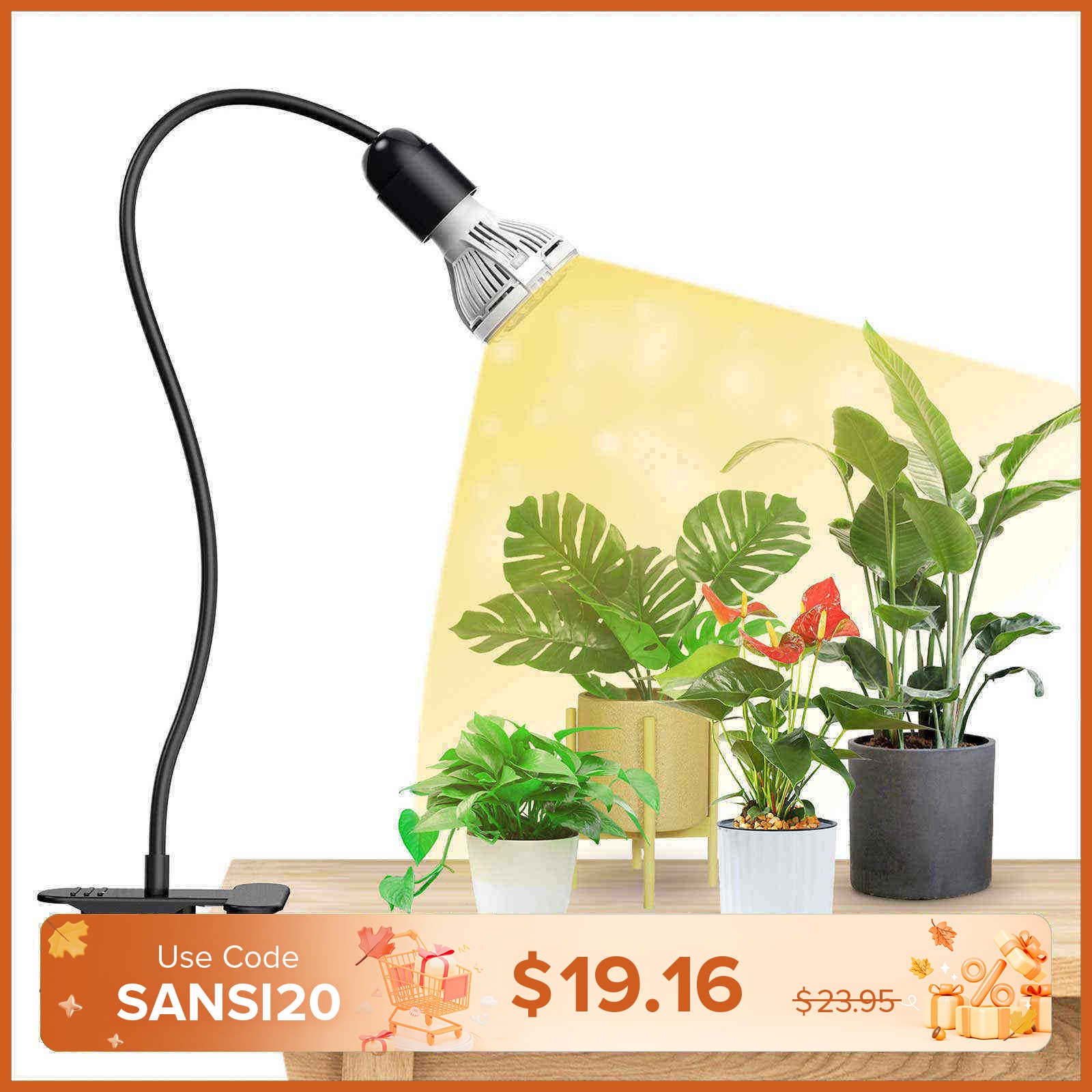 10W Adjustable 1-Head Clip-on LED Grow Light (US/CA ONLY)