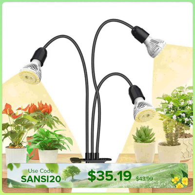 30W Adjustable 3-Head Clip-on LED Grow Light (US/CA ONLY)