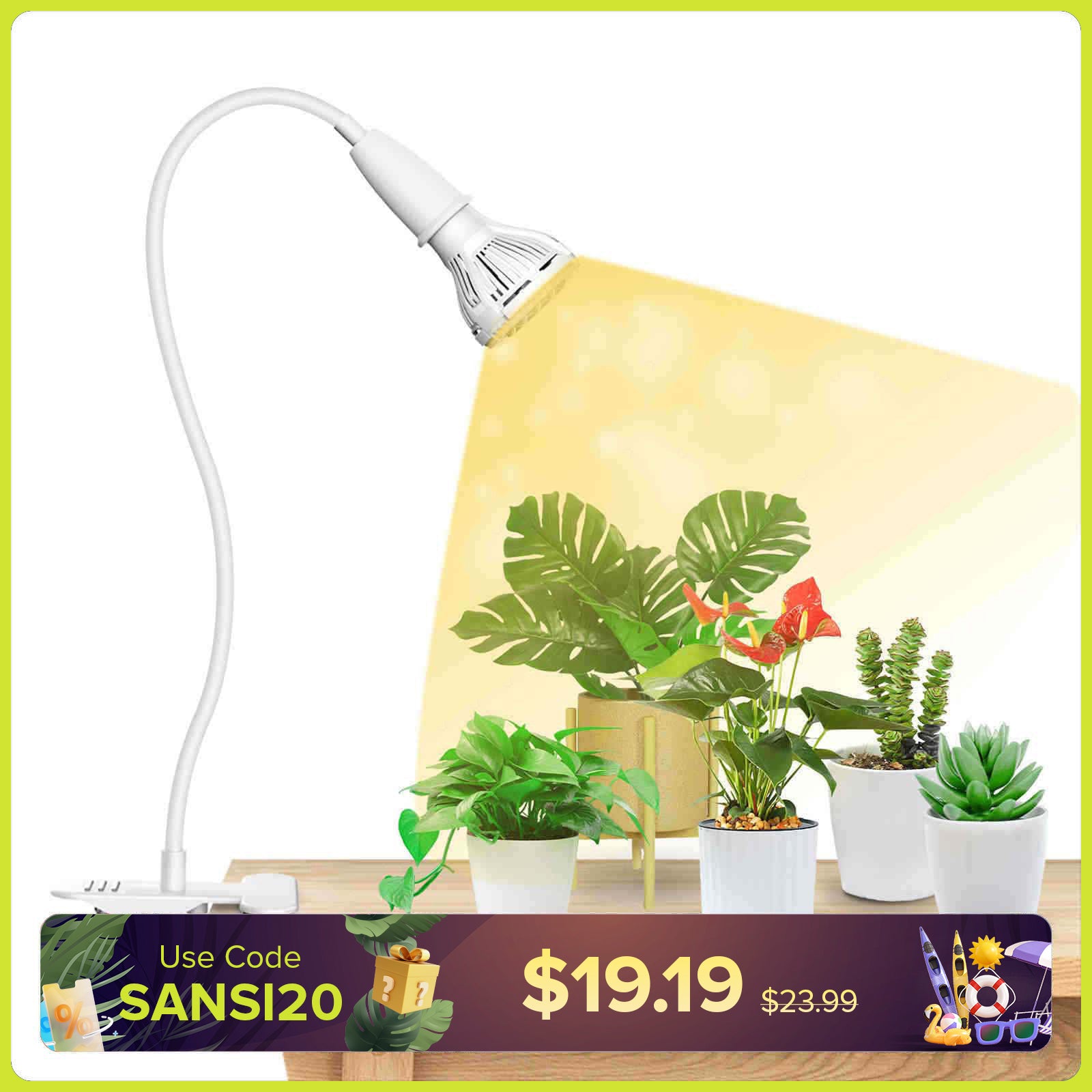 10W Adjustable 1-Head Clip-on LED Grow Light (US/CA ONLY)