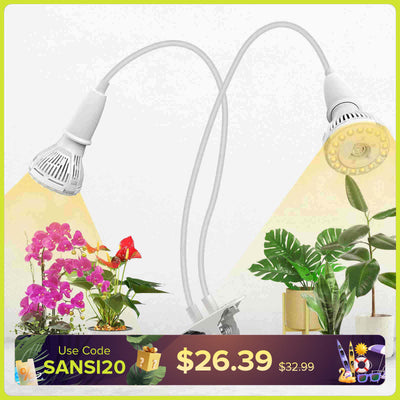 20W Adjustable 2-Head Clip-on LED Grow Light