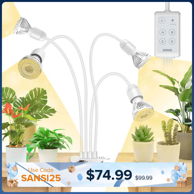 30 W verstellbare 3-Kopf-Clip-on-LED-Wachstumslampe mit Timer/ohne Timer
