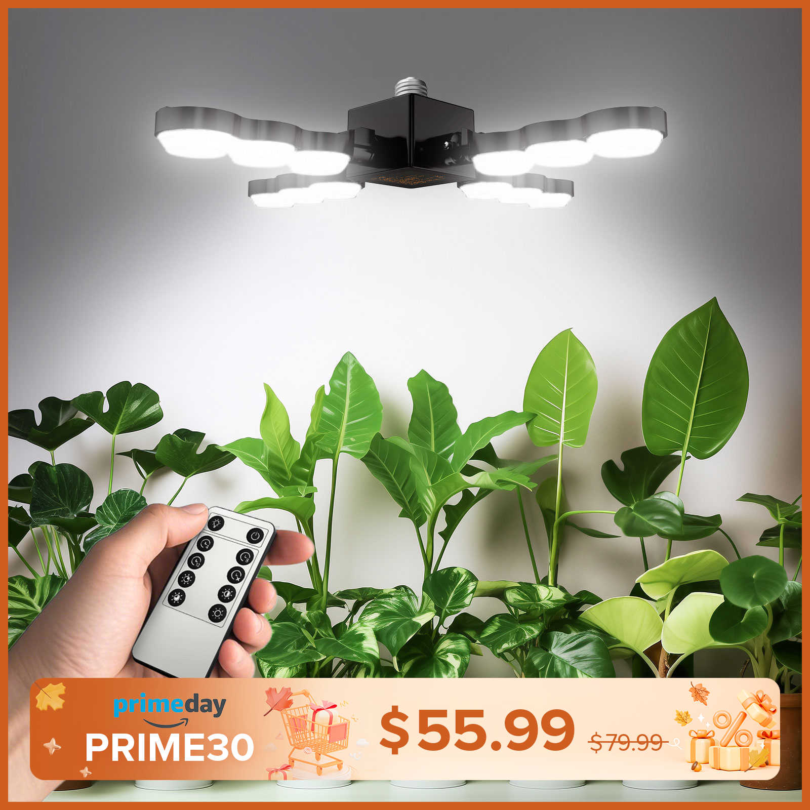 SANSI 80W Folding Wings LED Grow Light with Remote Control